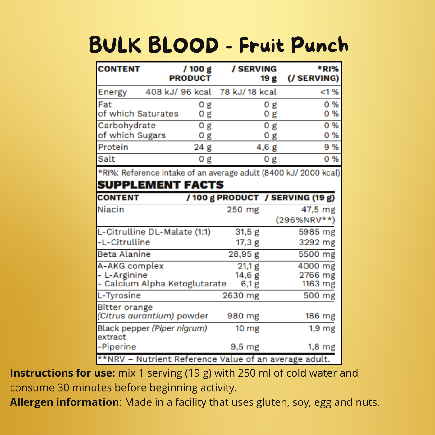 Bulk-Blutpumpe – Hohes Pre-Workout – BeBulk Nutrition